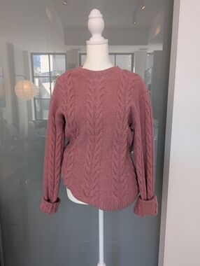 Dustry Pink Cable Crewneck Sweater